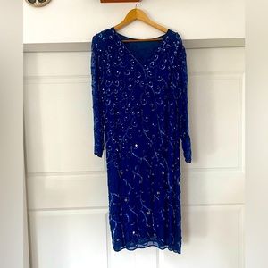 Vintage beaded/sequined flapper dress, size 12